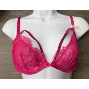 Victoria's Secret Very Sexy Shine Strappy Unlined Lace Low Cut Demi Bra 36C